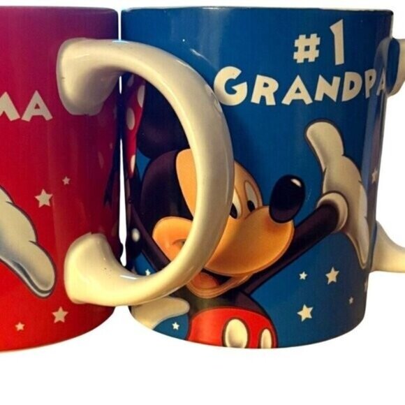 Mug Set Disney Jerry Leigh #1 Grandma & Grandpa Ceramic Coffee Mickey & Friends - Picture 11 of 12